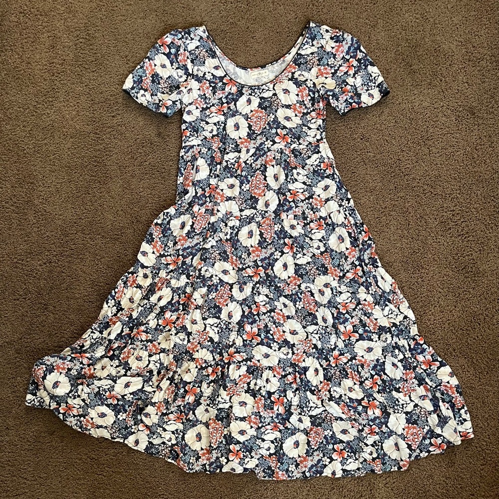 Natural Life Blue Floral Dress Medium M